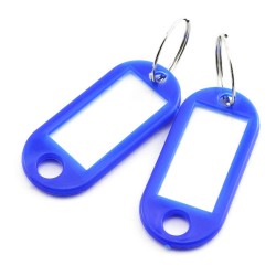 Breloc cu Eticheta pentru Chei, 50x20 mm, 100Buc/Set, Albastru, Tag pentru Chei, Breloc din Plastic pentru Chei