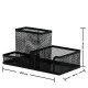 Organizator de Birou, 205x103x98 mm, 3 Compartimente, Suport pentru Accesorii din Plasa Metalica, Accesorii Birou, Suport Accesorii de Scris, Organizer Metalic