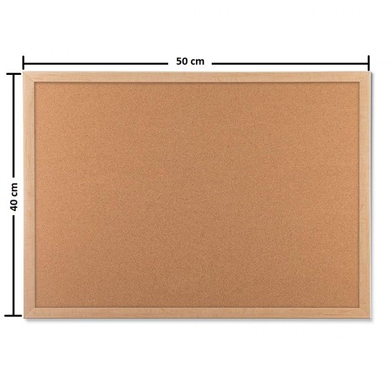 Panou din Pluta, 40x50 cm, Rama din Lemn, Tabla din Pluta Naturala Presata Ideala pentru Afisare, Panouri din Pluta