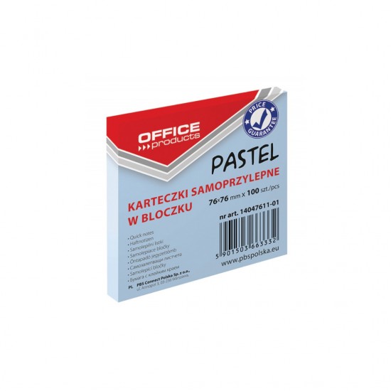 Notes Autoadeziv 76 X 76 Mm, 100buc/set, Office Products - Albastru Pastel