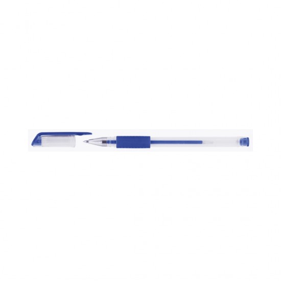 Pix Transparent Cu Gel, Cu Rubber Grip, Varf 0.5mm, Office Products - Albastru