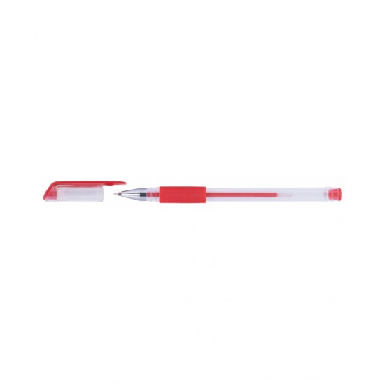 Pix Transparent Cu Gel, Cu Rubber Grip, Varf 0.5mm, Office Products - Rosu