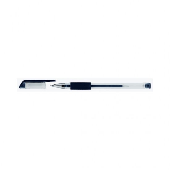 Pix Transparent Cu Gel, Cu Rubber Grip, Varf 0.5mm, Office Products - Negru
