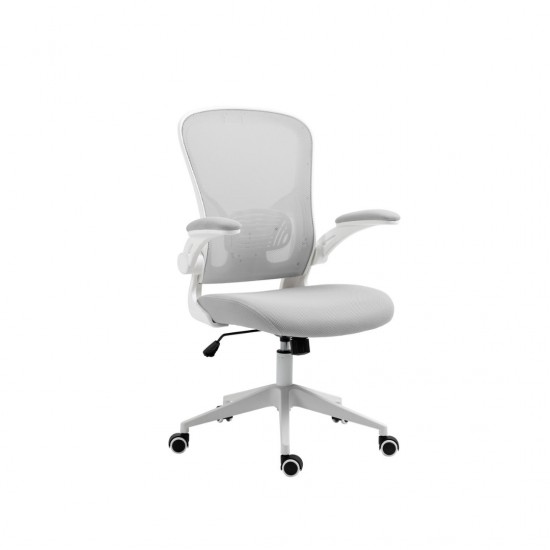 Scaun De Birou, Brate Plastic, Rotile, Mesh Textil/stofa, Office Products Chios - Alb