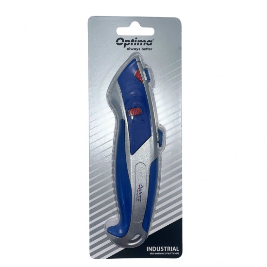Cutter Optima Industrial, Lama Trapezoidala + 5 Rezerve Sk5, Cu Auto-incarcare, Zinc Cu Rubber Grip