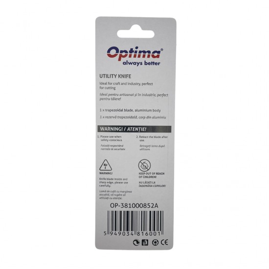 Cutter Optima Basic, Lama Trapezoidala Sk5, Aluminiu