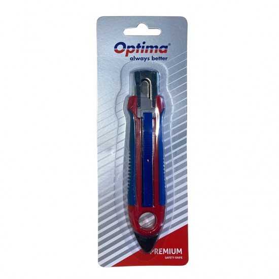 Cutter Optima Premium, Lama Trapezoidala Sk5, Auto-retractabil, Sina Metalica, Abs Cu Rubber Grip