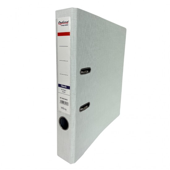 Biblioraft A4, Plastifiat Pp/paper, Margine Metalica, 50 Mm, Optima Classic - Alb