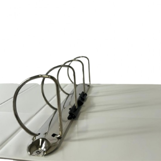 Caiet Mecanic Cu Buzunar, Plastifiat Pp, 4 Inele In "d", 65 Mm, Cotor 90mm, Optima - Alb