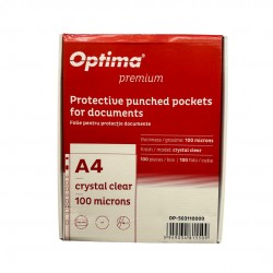 Folie Protectie Pentru Documente A4, 100 Microni, 100 Folii/cutie, Optima Premium - Cristal