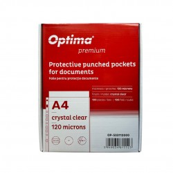 Folie Protectie Pentru Documente A4, 120 Microni, 100 Folii/cutie, Optima Premium - Cristal