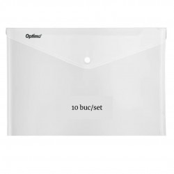 Mapa Pp Protectie Documente A4 Landscape, Inchidere Cu Capsa, 10/set, Optima - Transparent