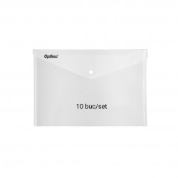 Mapa Pp Protectie Documente A5 Landscape, Inchidere Cu Capsa, 10/set, Optima - Transparent