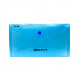 Mapa Pp Protectie Documente Dl Landscape, Inchidere Cu Capsa, 10/set, Optima - Albastru Transparent