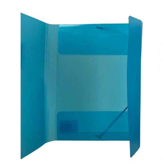Mapa Plastic Cu Elastic Pe Colturi, Cu Eticheta, 500 Microni, Optima - Albastru Transparent