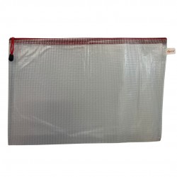 Mapa Mesh Pvc, Pentru Protectie Documente A3, 280 Microni, Translucenta, Cu Fermoar Rosu, Optima