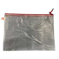 Mapa Mesh Pvc, Pentru Protectie Documente A4, 280 Microni, Translucenta, Cu Fermoar Rosu, Optima