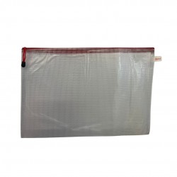 Mapa Mesh Pvc, Pentru Protectie Documente A5, 280 Microni, Translucenta, Cu Fermoar Rosu, Optima