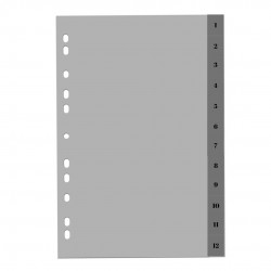 Index Plastic Gri, A4, 120 Microni, Numeric 1-12, Optima