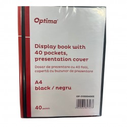 Dosar De Prezentare Personalizabil, A4, Cu 40 Folii, Coperta Rigida, Optima - Negru