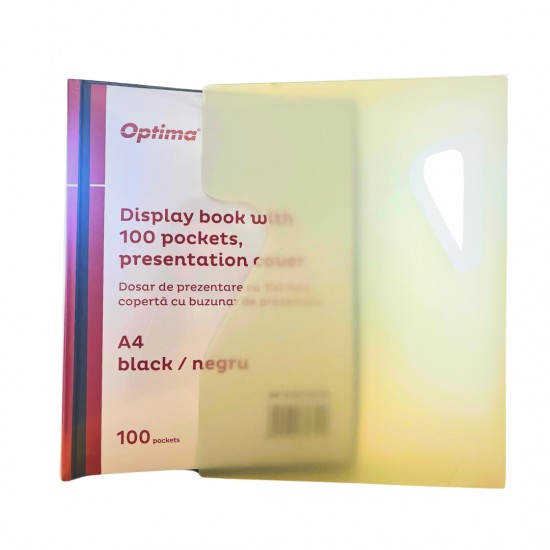 Dosar De Prezentare Personalizabil, A4, Cu 100 Folii, Coperta Rigida, Optima - Negru