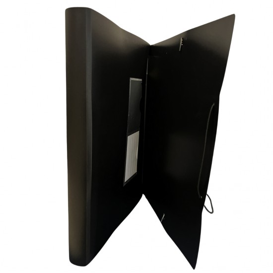 Mapa Cu Burduf A4, 13 Compartimente, Separatoare Color, Inchidere Cu Elastic, Optima - Negru