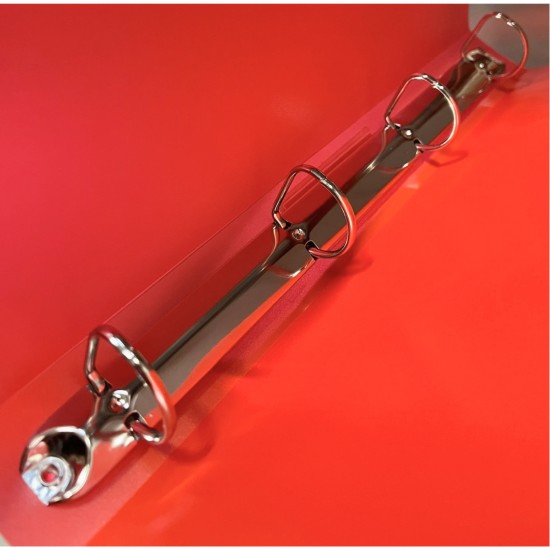 Caiet Mecanic 4 Inele - D25mm, Coperti Flexibile Pp, Optima Flex - Rosu Transparent