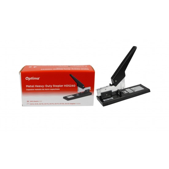 Capsator Metalic, De Mare Capacitate, 240 Coli, Capse 23/6 - 23/23, Optima Hds240 - Negru