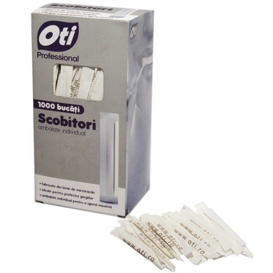 Scobitori din Lemn OTI, 1000 Buc/Set, Lungime 65 mm, Ambalate Individual, Scobitori din Lemn, Scobitori pentru Petreceri, Scobitori pentru Aperitive, Scobitori Festive, Scobitori pentru Picnic