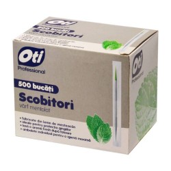 Scobitori Mentolate Lemn, 500 Buc/Set, Lungime 65 mm, Ambalate Individual, Scobitori cu Menta, Scobitori cu Varf Mentolat OTI, Scobitori din Lemn cu Aroma de Menta, Scobitori pentru Petreceri, Scobitori pentru Aperitive, Scobitori Festive