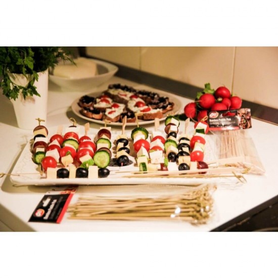 Set 50 Scobitori din Lemn pentru Aperitiv, Rustic Cocktail OTI, Lungime 15 cm, Scobitori din Lemn pentru Evenimente, Scobitori pentru Petreceri, Bete pentru Aperitive, Scobitori pentru Aperitive, Scobitori Festive, Scobitori pentru Picnic