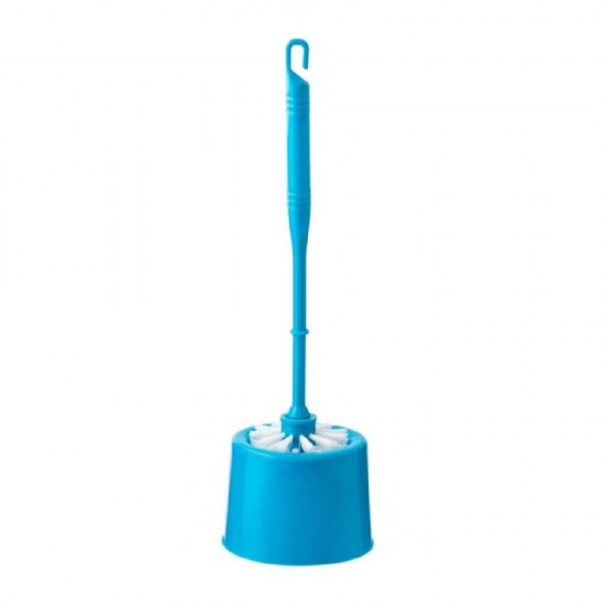 Set Toaleta cu Perie si Suport din Plastic OTI tip Italia, Culoare Albastra, Seturi de Toaleta, Perii pentru Toaleta, Set Perii WC, Set pentru Curatenie Baie, Accesorii pentru Toaleta, Perie pentru Vasul de Toaleta