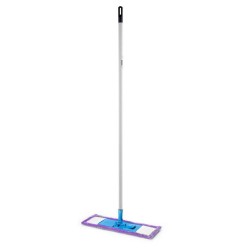 Mop Plat Economic OTI, Coada Metalica de 120 cm, Microfibra, Culoare Alb/Mov, Mopuri Plate, Mopuri cu Coada Metalica, Mopuri Curatenie, Mopuri din Microfibra, Mop Plat Microfibra, Mopuri Menaj, Accesorii pentru Uz Casnic