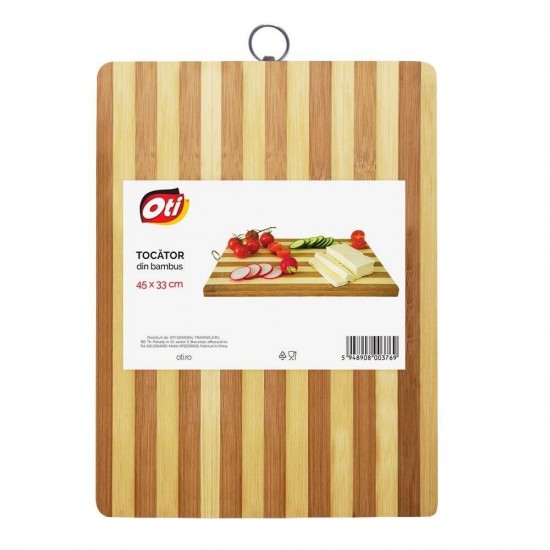 Tocator Lemn Bambus, 33x45 cm, Marimea XL, Forma Dreptunghiulara, Culoare Natur, Suport de Lemn pentru Tocat, Tocator pentru Bucatarie, Tocatoare din Lemn, Fund de Lemn pentru Bucatarie, Fund Lemn pentru Taiat Legume, Ustensile pentru Bucatarie