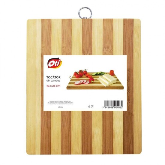 Tocator Lemn Bambus, 34x24 cm, Marimea M, Forma Dreptunghiulara, Culoare Natur, Suport de Lemn pentru Tocat, Tocator pentru Bucatarie, Tocatoare din Lemn, Fund de Lemn pentru Bucatarie, Fund Lemn pentru Taiat Legume, Ustensile pentru Bucatarie