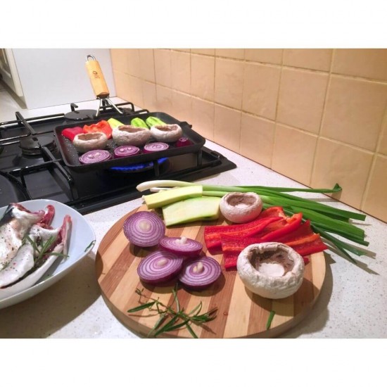 Tocator Lemn Bambus, Diametru 30 cm, Forma Rotunda, Culoare Natur, Suport de Lemn pentru Tocat, Tocator pentru Bucatarie, Tocatoare din Lemn, Fund de Lemn pentru Bucatarie, Fund Lemn pentru Taiat Legume, Ustensile pentru Bucatarie