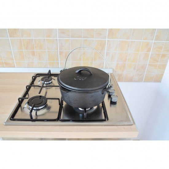 Tuci din Fonta Pura cu Capac, 3.5 Litri, 4.5 Kg, Diametru 25 cm, Culoare Neagra, Tuci pentru Aragaz, Tuci pentru Plita, Tuciuri Gatire Mancare, Tuciuri din Fonta, Tuciuri cu Capac, Tuciuri pentru Mancare, Tuciuri Negre Fonta