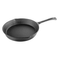 Tigaie OTI din Fonta Pura cu Inductie, Diametru 24 cm, Maner din Fonta, Material Gros, Culoare Neagra, Tigai Inductie Tigaie pentru Aragaz, Tigaie pentru Plita, Tigaie Gatire Mancare, Tigai din Fonta, Tigai pentru Mancare, Tigai Negre Fonta