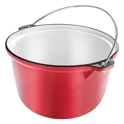 Tuci Emailat din Fonta, Diametru 24 cm, 4 Litri, 3.7 Kg, Culoare Rosie, Tuci pentru Aragaz, Tuci pentru Plita, Tuciuri Gatire Mancare, Tuciuri din Fonta, Tuciuri cu Capac, Tuciuri pentru Mancare, Tuciuri Fonta
