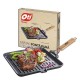 Tigaie Grill OTI din Fonta Emailata cu Inductie, 26x26 cm, Maner Rabatabil, Culoare Neagra, Tigai Inductie Tigaie pentru Aragaz, Tigaie pentru Plita, Tigaie Gatire Mancare, Tigai din Fonta, Tigai pentru Mancare, Tigai Negre Fonta