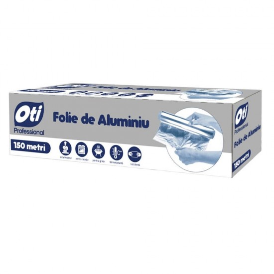 Folie Alimentara Aluminiu OTI Professional, 30cm x 150m, Ambalata in Cutie de Carton, Folie din Aluminiu pentru Alimente, Folii din Aluminiu pentru Alimente, Folii Alimentare din Aluminiu, Folie din Aluminiu
