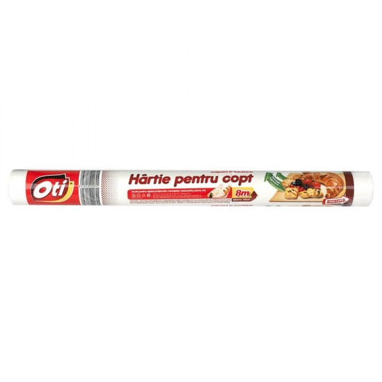 Hartie pentru Copt Oti, 38cm x 8m, Culoare Alba, Pergament pentru Tavi, Hartie Cerata de Copt, Hartie de Copt in Rola, Hartie Pergament pentru Copt, Hartie de Copt Alba, Hartie de Copt Termorezistenta, Hartie de Copt Siliconata