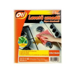 Set 3 Lavete Umede OTI, Dimensiune 18x16 cm, Multicolor, Lavete Umede pentru Bucatarie, Laveta Umeda Biodegradabila, Laveta Umeda pentru Baie, Lavete din Fibra Naturala pentru Uz General, Laveta Superabsorbanta, Laveta Umeda pentru Inox