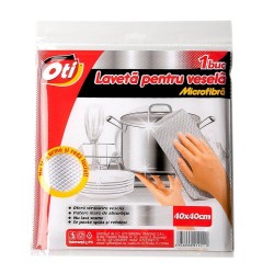 Laveta Microfibra Special pentru Vesela OTI, 40x40 cm, Culoare Gri, Lavete pentru Vesela, Laveta Speciala pentru Vase, Lavete din Microfibra pentru Vesela, Lavete Speciale Spalare Vesela, Laveta pentru Curatat Vesela, Lavete Uscate pentru Vesela