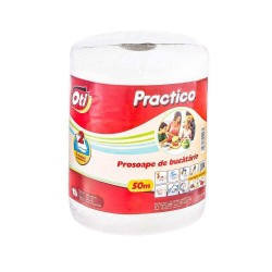 Prosoape de Hartie in Monorola in 2 Straturi, 250 Foi/Rola, Lungime 50 m, 21x19.5 cm, Culoare Alba, Prosoape Hartie de Unica Folosinta, Prosoape de Hartie pentru Bucatarie, Monorola de Hartie, Rola Prosop pentru Bucatarie