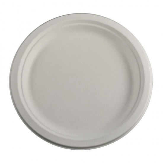 Farfurie Rotunda Biodegradabila, 22.5 cm, 50 Buc/Set, Trestie de Zahar, Farfurie Biodegradabila din Trestie de Zahar, Farfurie Patrata Biodegradabila, Farfurii Reciclabile, Farfurii Ecologice, Farfurii Biodegradabile de Unica Folosinta