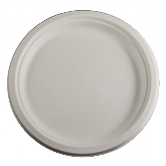 Farfurie Rotunda Biodegradabila, 25 cm, 50 Buc/Set, Trestie de Zahar, Farfurie Biodegradabila din Trestie de Zahar, Farfurie Patrata Biodegradabila, Farfurii Reciclabile, Farfurii Ecologice, Farfurii Biodegradabile de Unica Folosinta