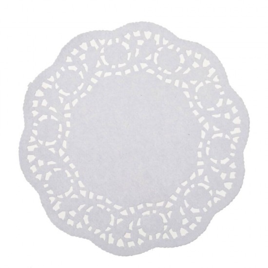 Hartie Dantelata Rotunda, Diametru 26.7 cm, 100 Buc/Set, Greutate 40 g/mÂ², Culoare Alba, Hartii Dantelate, Hartie Decorativa, Forme Rotunde Hartie pentru Cesti, Hartie Decorativa pentru Prajituri, Hartie pentru Cani si Pahare, Hartie Dantelata Tort