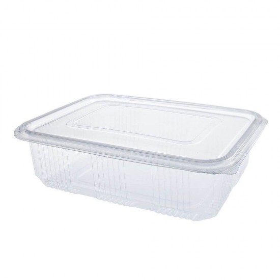 Caserole Capac Atasat, 190x120x70 mm, 100 Buc/Set, 1000 ml, Plastic Transparent, Caserole de Unica Folosinta, Caserole cu Capac din Plastic, Caserole din Plastic, Caserole Catering, Caserola cu Capac, Set de Caserole din Plastic