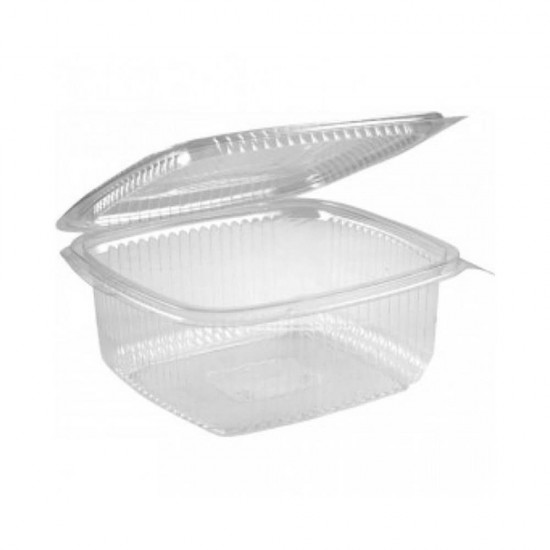 Caserole Capac Atasat, 125x110x60 mm, 100 Buc/Set, 375 ml, Plastic Transparent, Caserole de Unica Folosinta, Caserole cu Capac din Plastic, Caserole din Plastic, Caserole Catering, Caserola cu Capac, Set de Caserole din Plastic